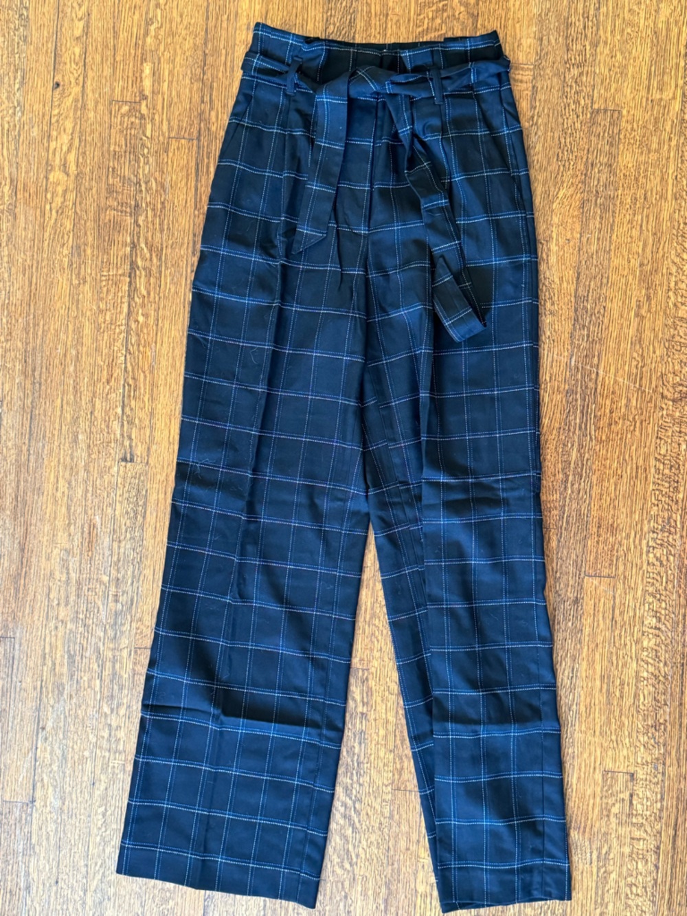 Black Windowpane Plaid Pants